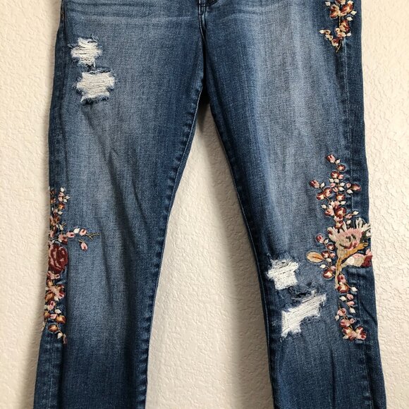 Abercrombie & Fitch Harper Low Rise Ankle Embroidered Jeans Women's 27 4s Artsy - Picture 3 of 12